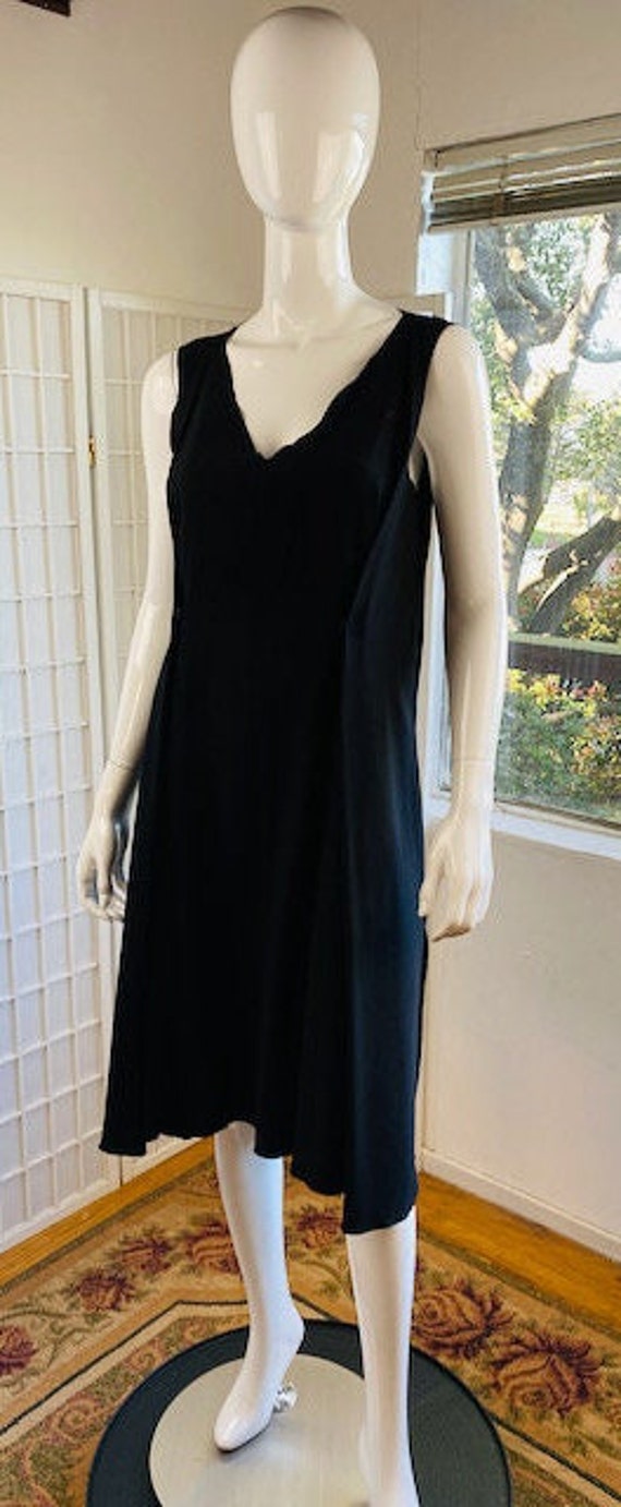 Vintage, Nina Ricci Black Wool Crepe Dress, XL. - image 9