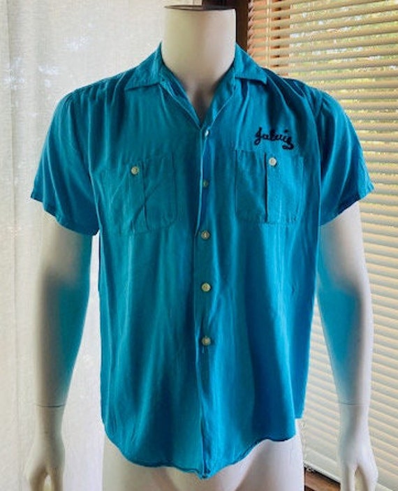 Vintage Blue Rayon Bowling Shirt, Xl. - Etsy