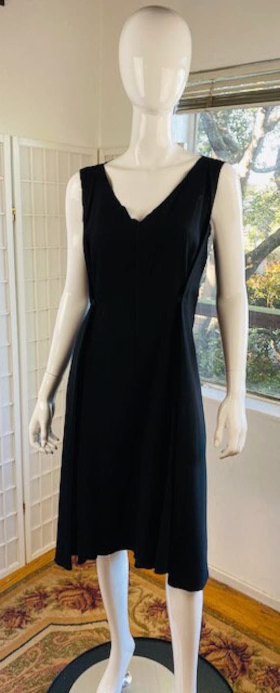 Vintage, Nina Ricci Black Wool Crepe Dress, XL. - image 6