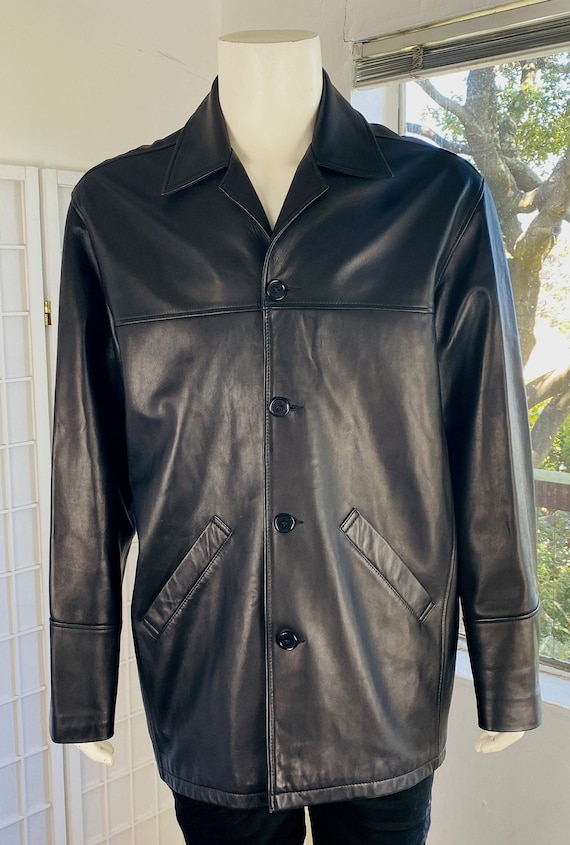 North Beach Leather Mens Black Leather Coat, M. - Etsy