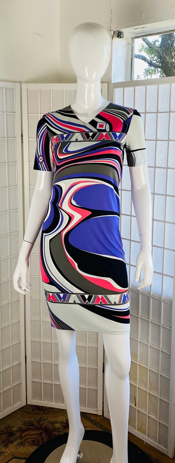 Emilio Pucci multi color jersey geometric design … - image 5
