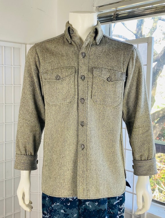 Vintage Woolrich Mens Grey Shirt Jacket, M.