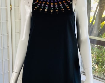 M MISSONI Black Wool Mini Dress w/ Colored Grommets, 6.