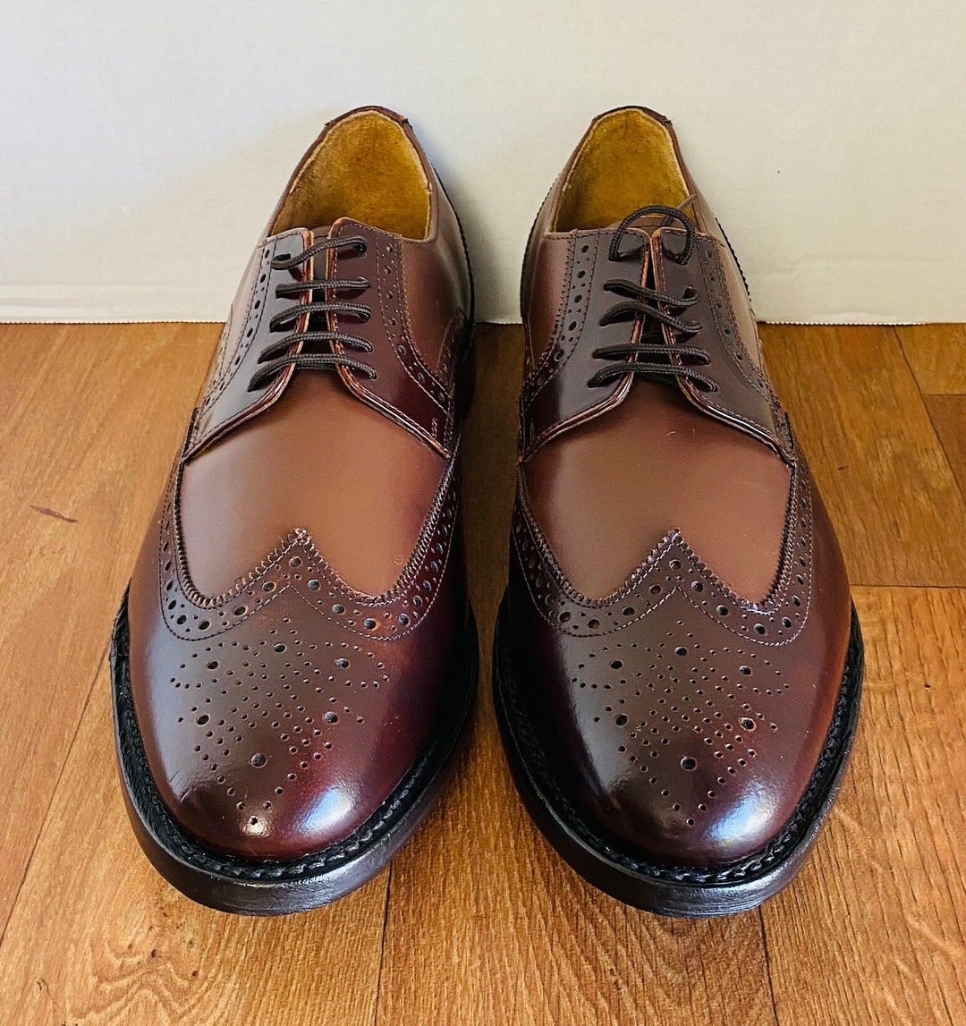 amazon brown dress shoes Brown Full Brogue Cap Toe Oxfords in Shark and Calf main image 1
