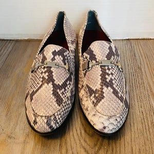 Men\'s Snake-Print Slip-On Loafers in Cream and Brown Snakeskin Bit Slip-on Loafers Driving Style Moccasin Shoes main image 4