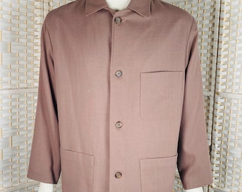 Vintage Mens Wool Lined Chore Jacket w/ Patch Pockets, XL.