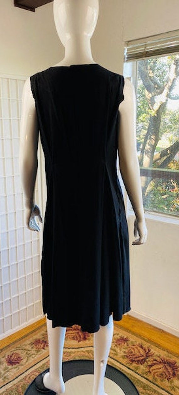 Vintage, Nina Ricci Black Wool Crepe Dress, XL. - image 3