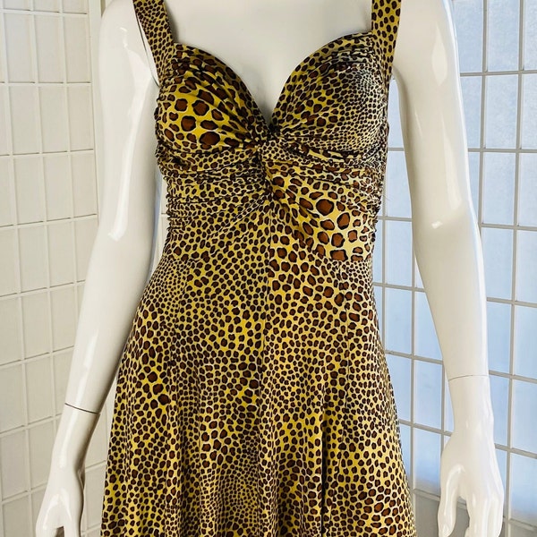 NORMA KAMALI, Animal Print Halter Dress, M.