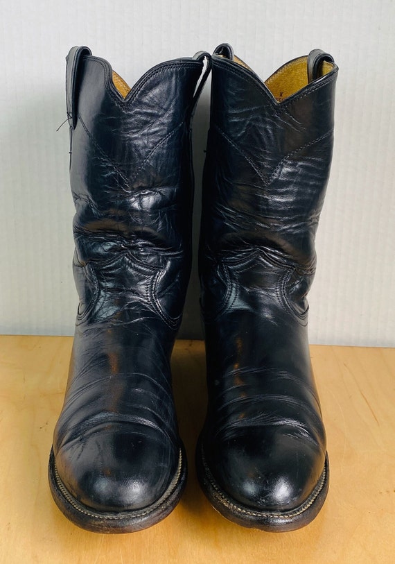 Vintage Justin womens black leather boots, 8.5A.