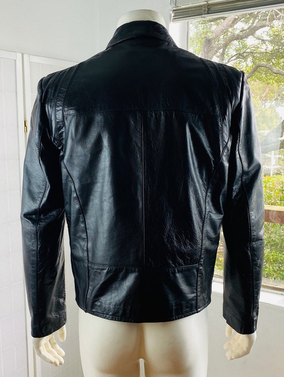 Vintage WILSON Mens Black Leather Jacket, M. - image 5