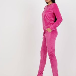 Baby pink velvet tracksuit best sale
