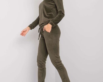 2 Piece Set Women Stacked Flared jogger Velvet Velour Tracksuits Hoodie