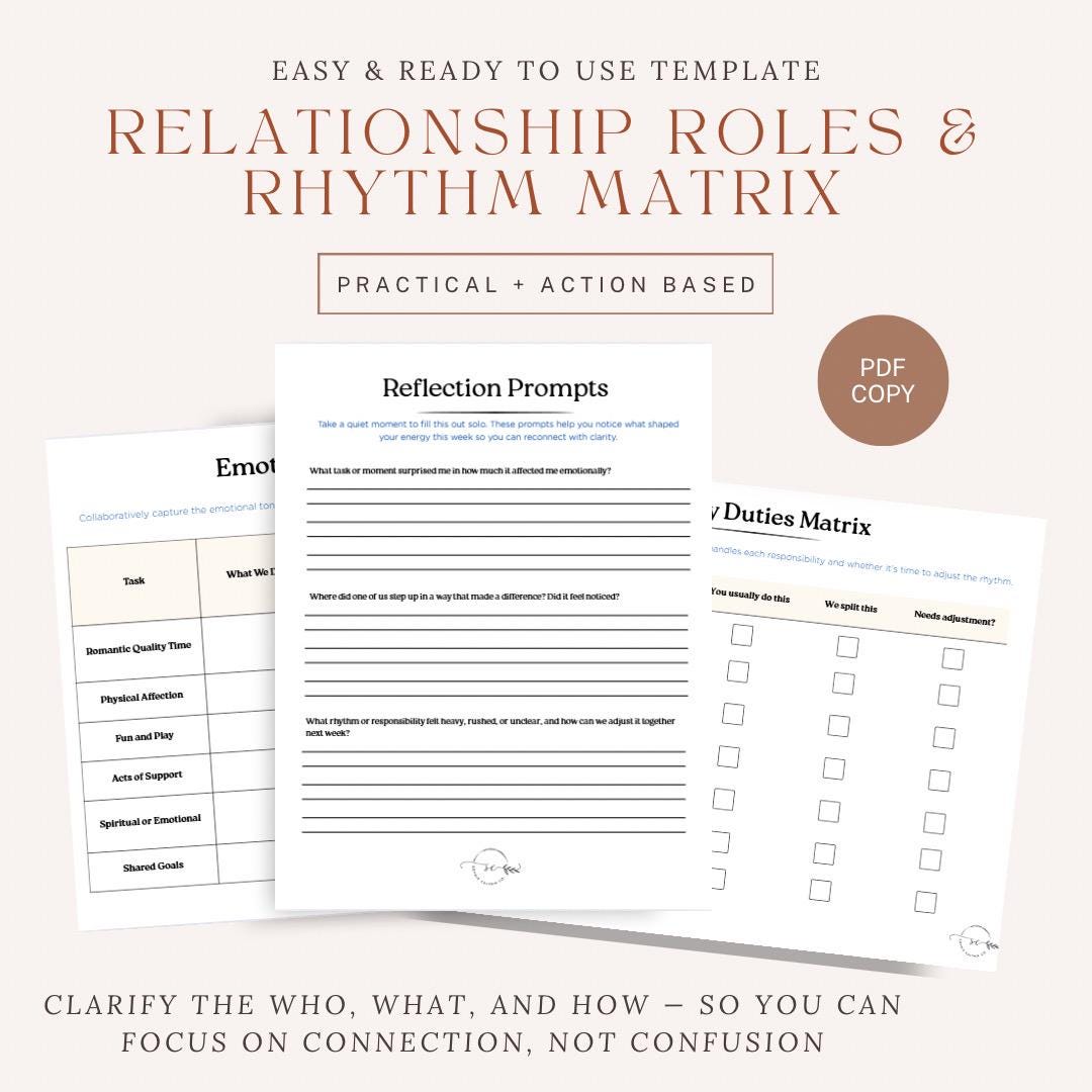 Relationship Roles and Rhythm Matrix for Couples – Weekly Planner PDF ...