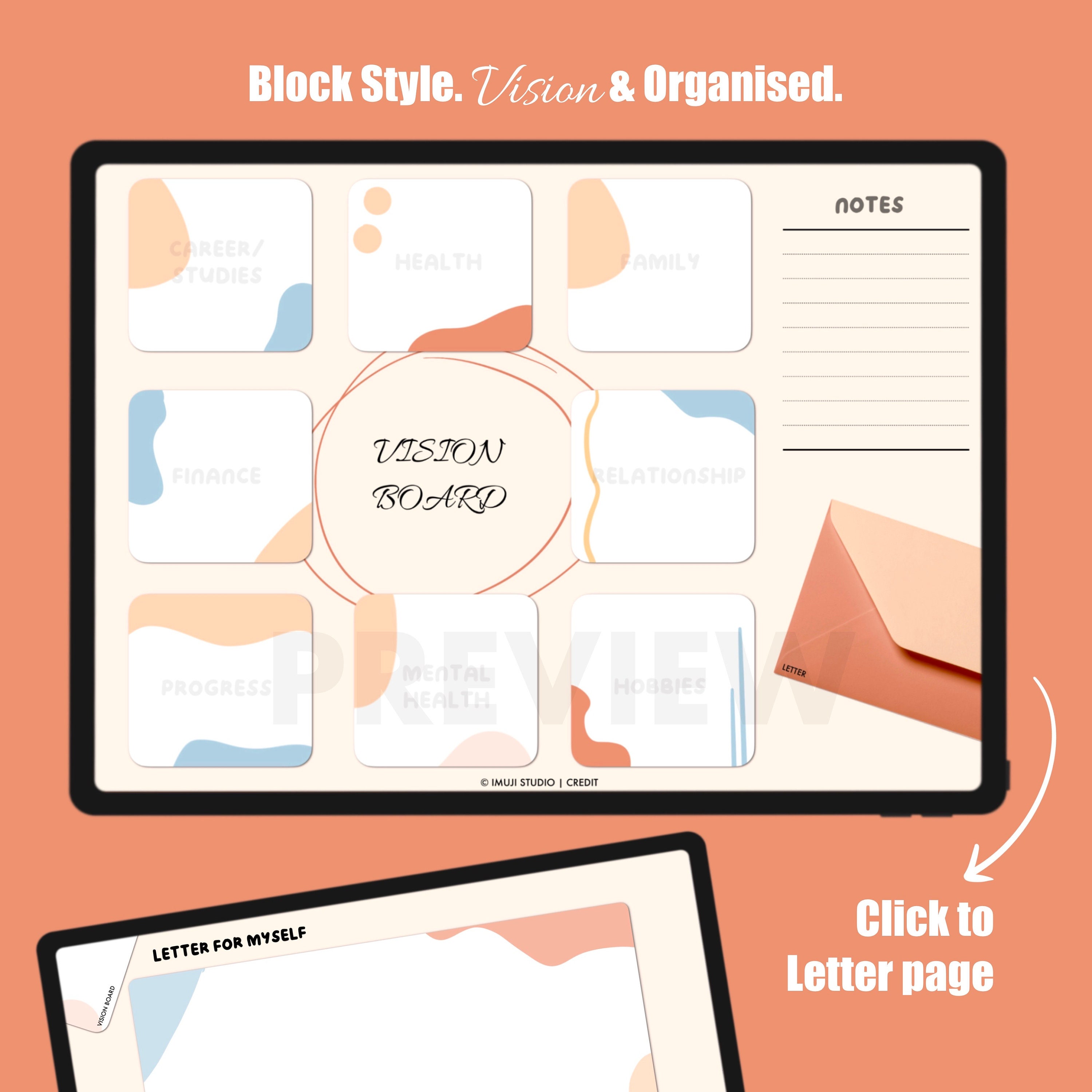2-page Digital Vision Board / Digital Planner. Goodnotes Notability ...