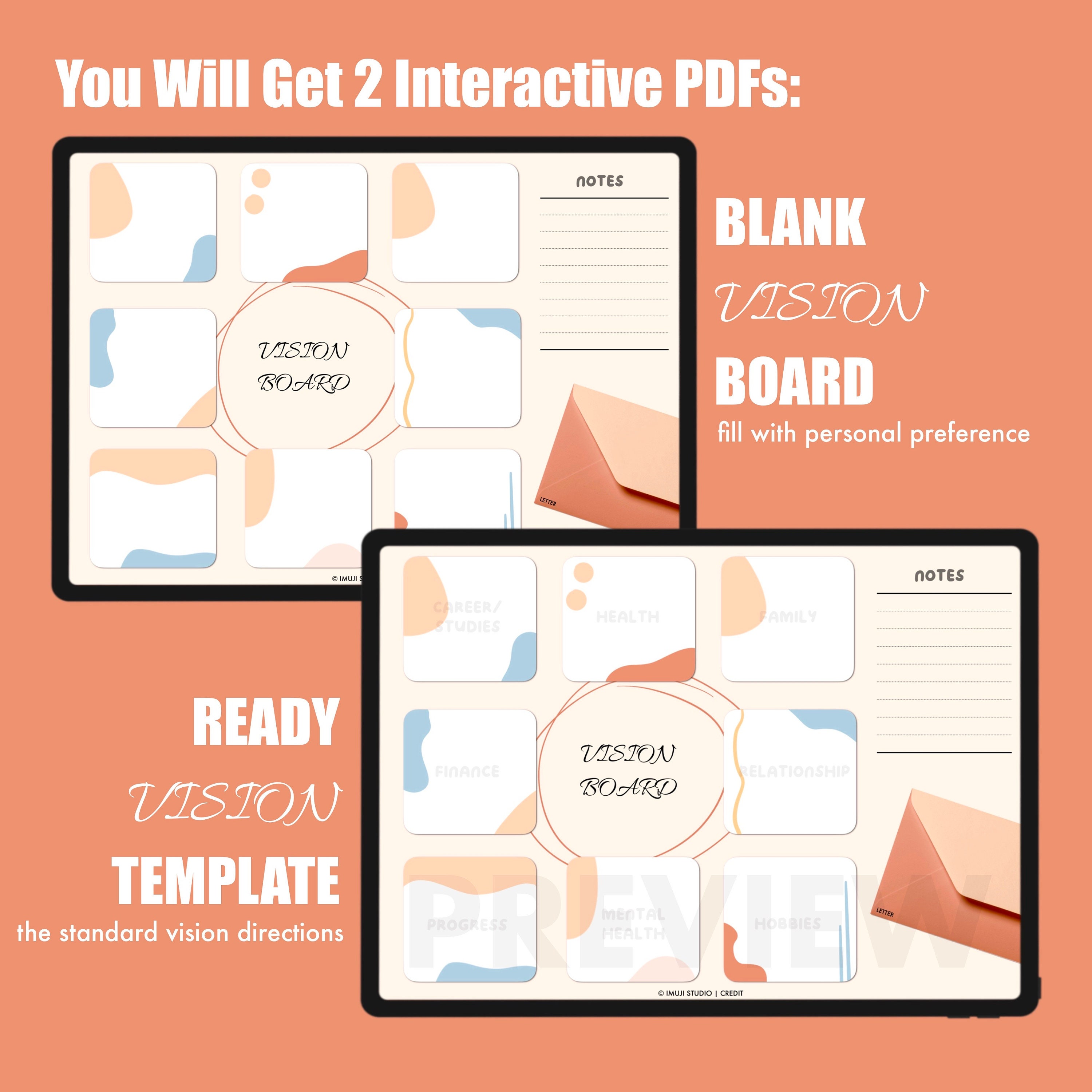 2-page Digital Vision Board / Digital Planner. Goodnotes Notability ...