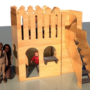 CNC project for kids Castle playground with stairs and room / dxf, eps, svg / 18 mm plywood
