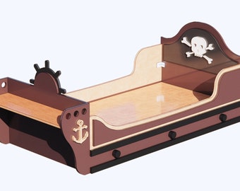 CNC project Pirate boat Bed / DXF file, pdf assembly instruction / twin size