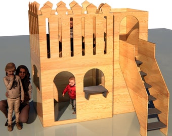 CNC project for kids Castle playground with stairs and room / dxf, eps, svg / 18 mm plywood