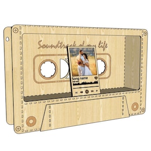 Cassette tape shelf with secret drawer laser cut files / vector file SVG DXF EPS / glowforge file, lightburn