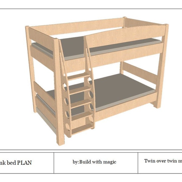 Bunk beds with storage plan how to build / Full plan PDF / Instruction for Diy build double beds with drawers