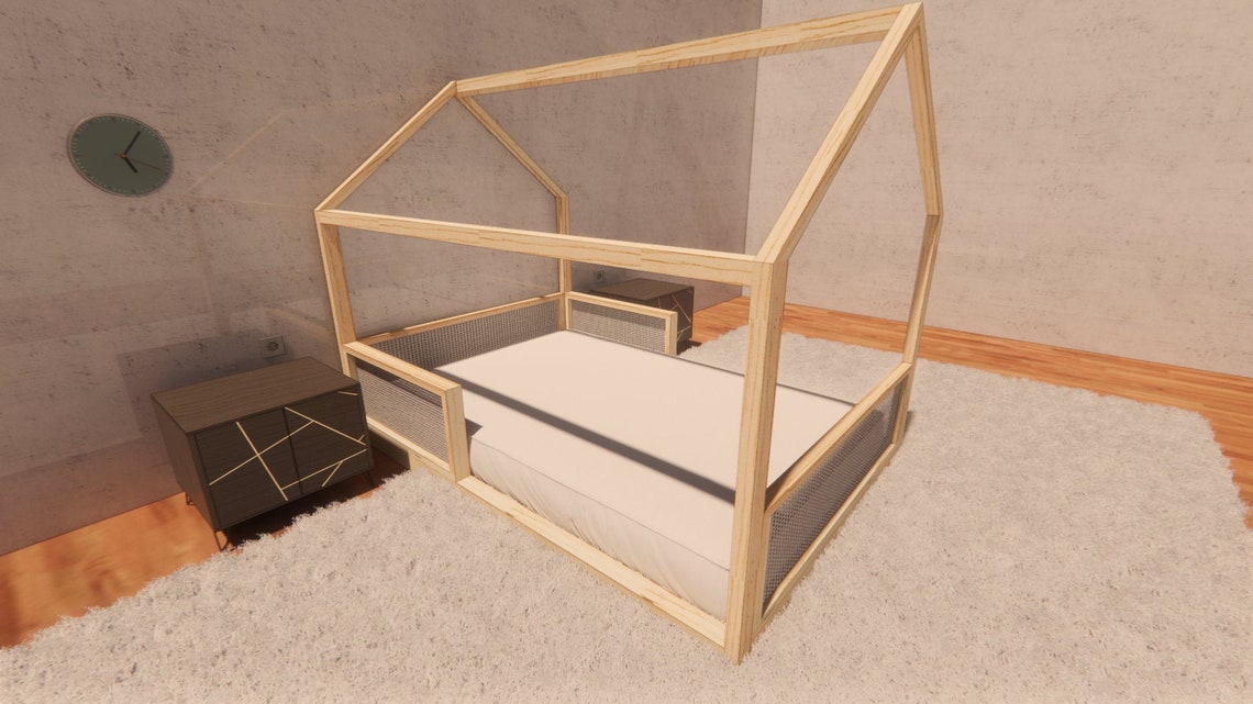 Montessori Twin Bed 78 x 54 Plan how to build / Full plan PDF Etsy