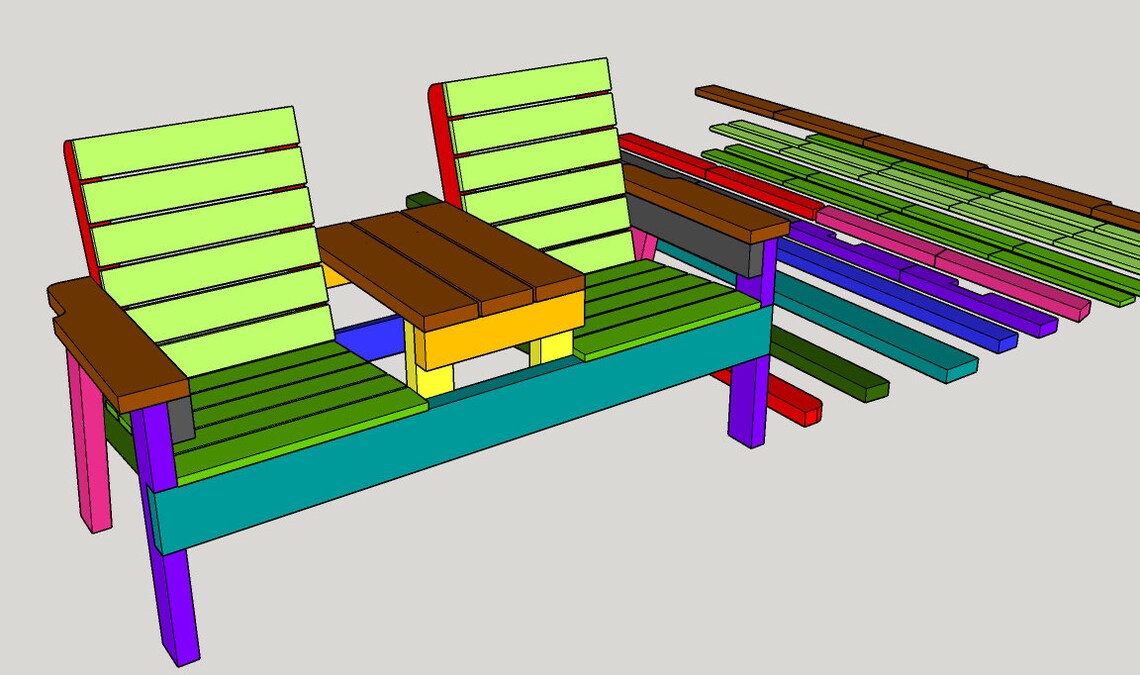 Double Chair plan how to build / Full plan PDF / Instruction Etsy