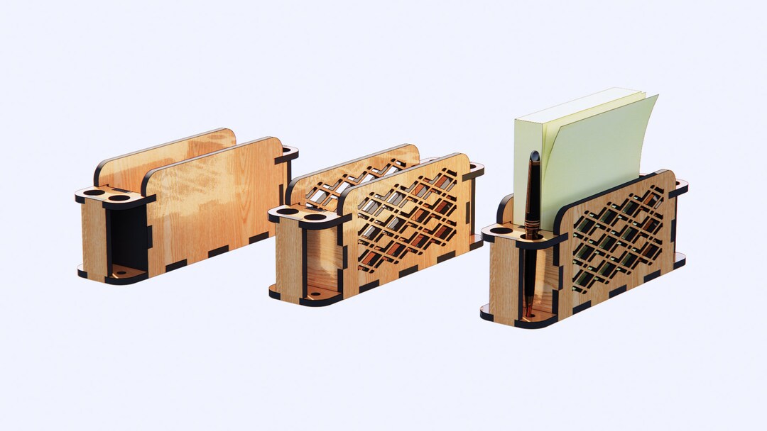Desk Organiser Note and Pen Stand Laser Cut Files / Office Organiser ...