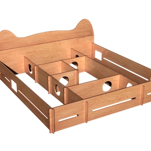 Archivo cnc para cama tamaño king y queen / archivo dxf / instrucciones de montaje para carpintería / Instrucciones de montaje completas en PDF / Instrucciones para cama cnc de bricolaje
