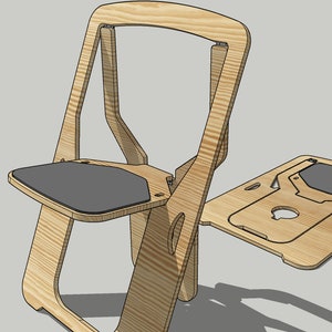 Silla de madera de una sola tabla sin desperdicios archivos / pdf, dxf, eps, svg / archivos láser cnc