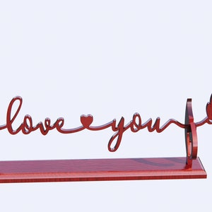 Lasercut Love you mit Ständer / Lasercut Datei Valentinstag Love you SVG DXF EPS / Glowforge-Datei Geschenk für Sie