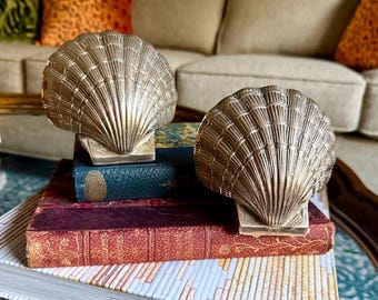 Pair of Brass Clamshell Bookends