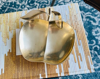 Vintage Brass Apple Trinket Dish