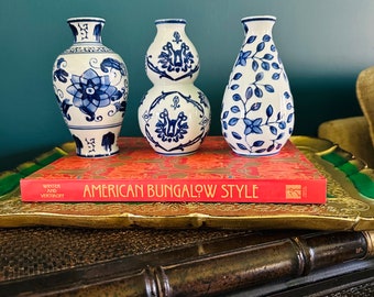 Set of 3 Blue & White Bombay Bud Vases