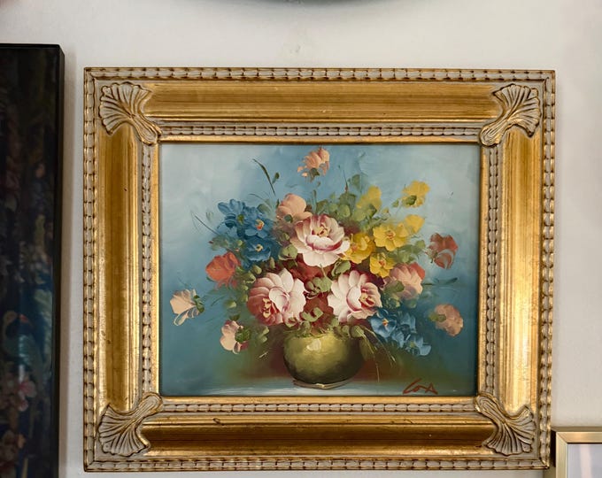 Vintage Floral Still Life Oil on Canvas - Etsy