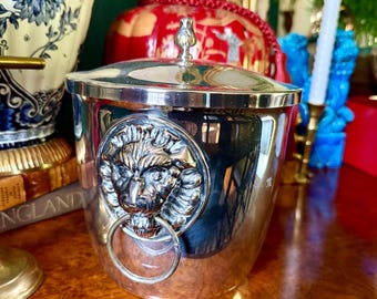 Vintage Italian Silver Plated Lionhead Ice Bucket