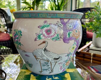 Vintage Pink Chinoiserie Fishbowl Planter