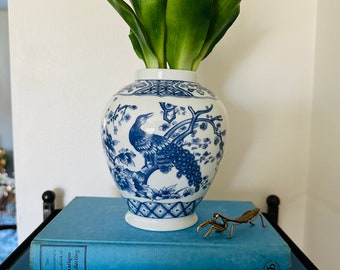 Blue & White Peacock Vase