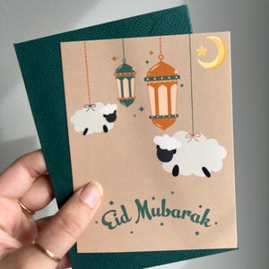 Cartão de saudação Eid - Cartão Eid Mubarak - Eid 2025 - Cartão de saudação muçulmano - Cartão bonito Eid - Cartão Eid ovelha - Cartão Eid Bakra - Cartão Eid Al Adha