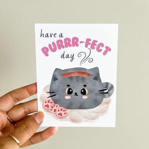 Digital Birthday Card | Cute Cat Birthday Card | Postcard Flat Birthday Card | Funny Bday Card | Have a Purrrfect Day | Cat Birthday Card