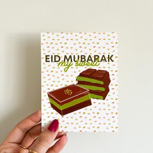 Carte de voeux Eid - carte Eid chocolat viral de Dubaï - carte Eid Mubarak - carte Eid pour mari/femme/conjoint - carte Eid Al Adha 2025
