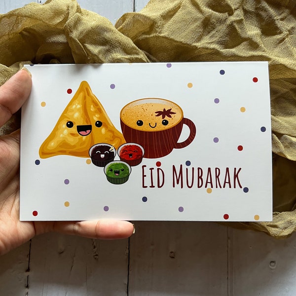 Eid Greeting Card - Samosa Family - Folded Card