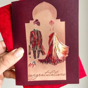 Cartão de casamento indiano - Cartão de casamento Desi - Cartão de casamento indiano/paquistanês - Cartão de casamento com roupas Desi