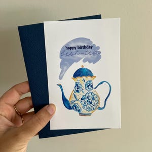 carte d'anniversaire de thé | d'anniversaire plate 4 x 6 pouces | d'anniversaire pour amateur de thé | Carte d'anniversaire féminine | Jolie carte d'anniversaire