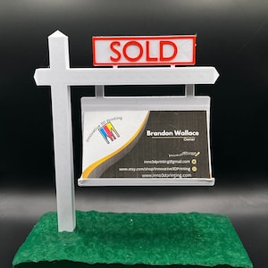 Porta-cartão de visita imobiliário | Presente para proprietários de empresas | Presente imobiliário | Presente para novos proprietários de imóveis | Placa de vendido