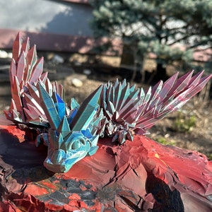 Flexible Crystal Winged Dragon • Articulated Dragon • Flexible Sensory Toy • Stress Relieving Toy • Fidget Toy • Gem Stoned Winged Dragon
