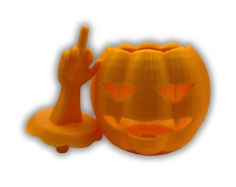 Hilarious Middle Finger Pumpkin - Halloween Gift - Flip Off Your Love Ones - Early Halloween Candy Jar - Best Halloween Gift- Funny Gag Gift