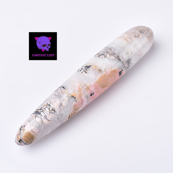 7 Inches Natural Rhodonite Magic Healing Wand / 1.2'' Diameter / Crystal Yoni Wand Massage Wand / Body-Safe Crystals【Discreet Shipping】