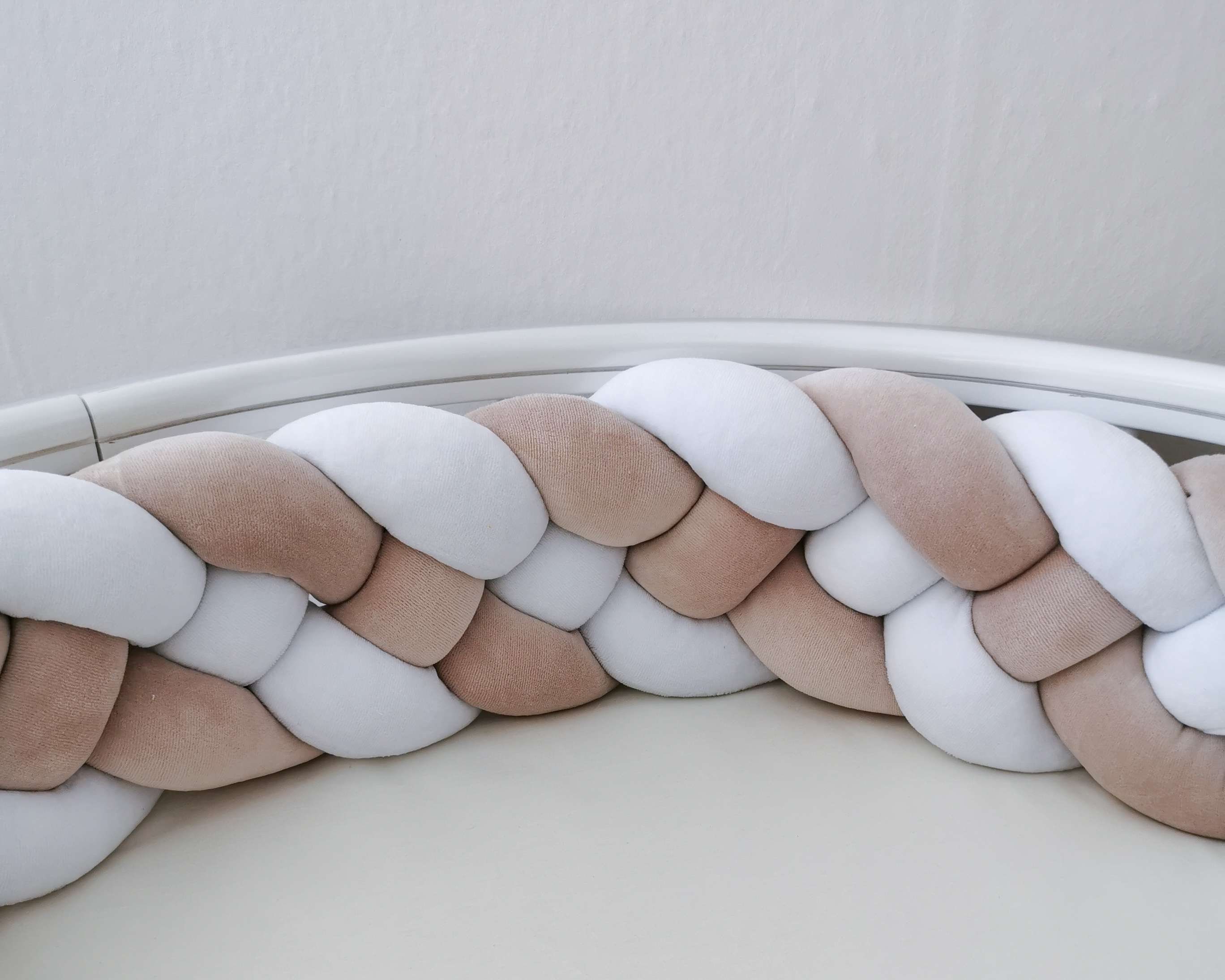 Braid crib bumper beige white colours Etsy