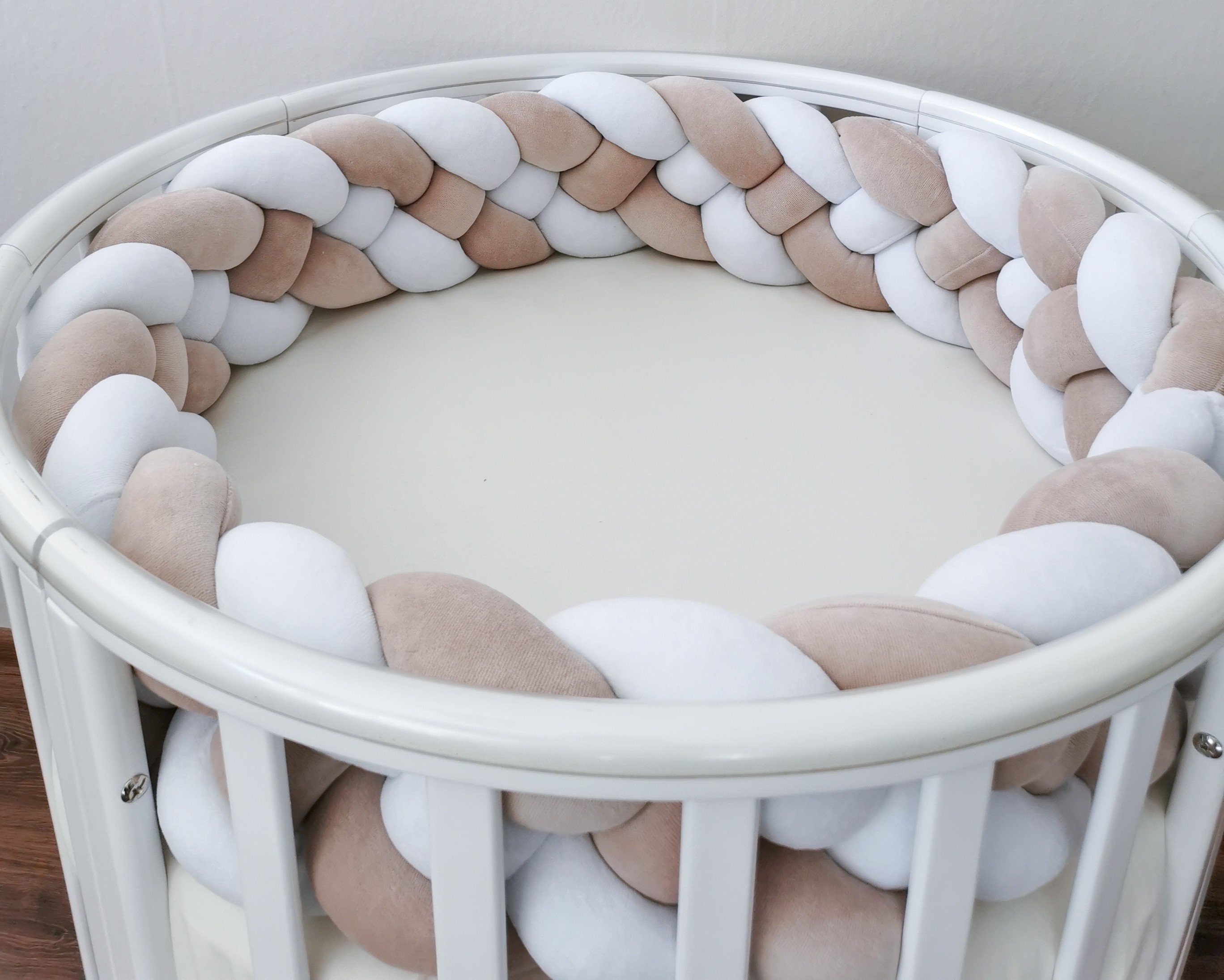 Braid crib bumper beige white colours Etsy