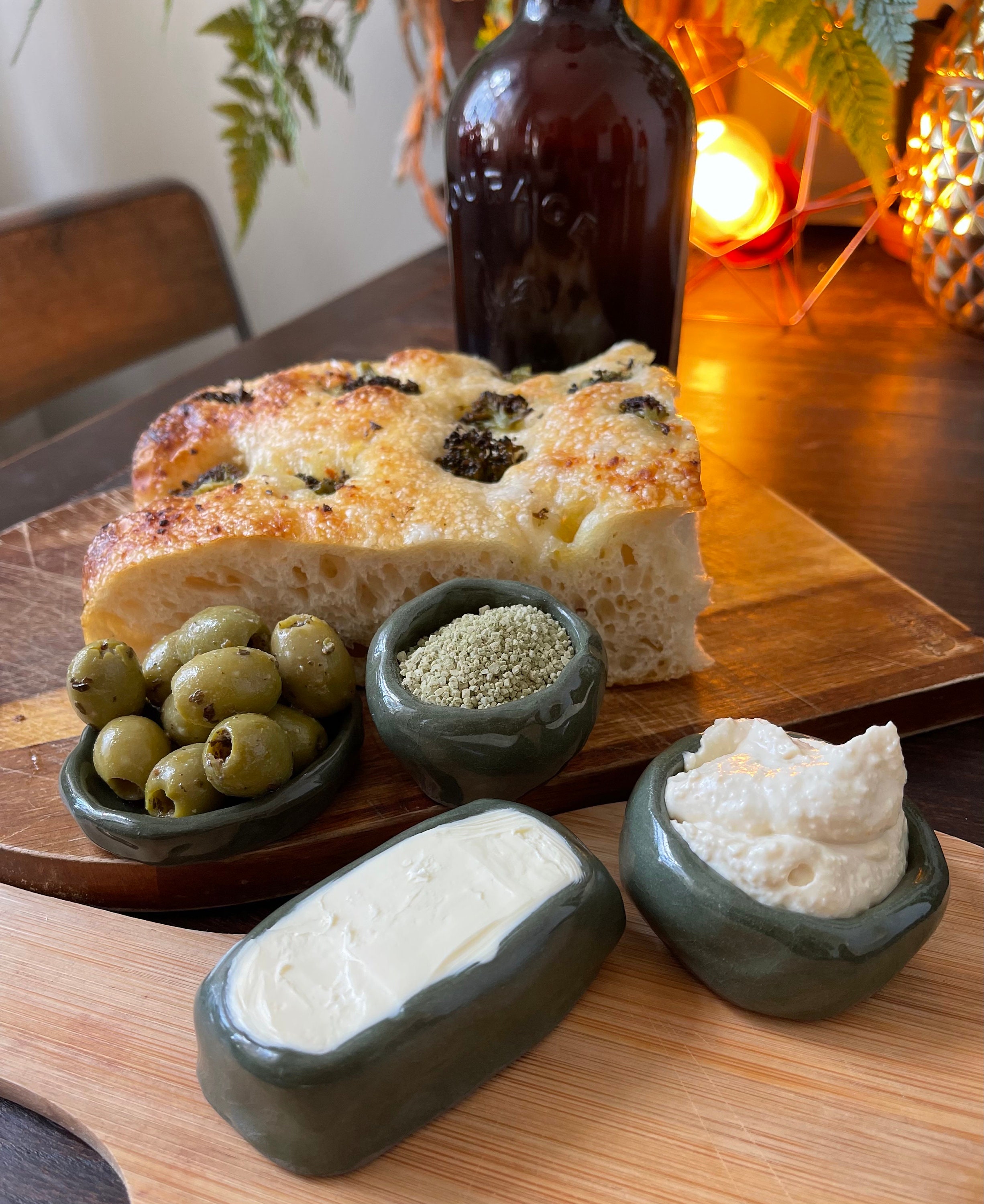 Relishware Würze / Fingerschale in grüner Keramik gesetzt | Etsy